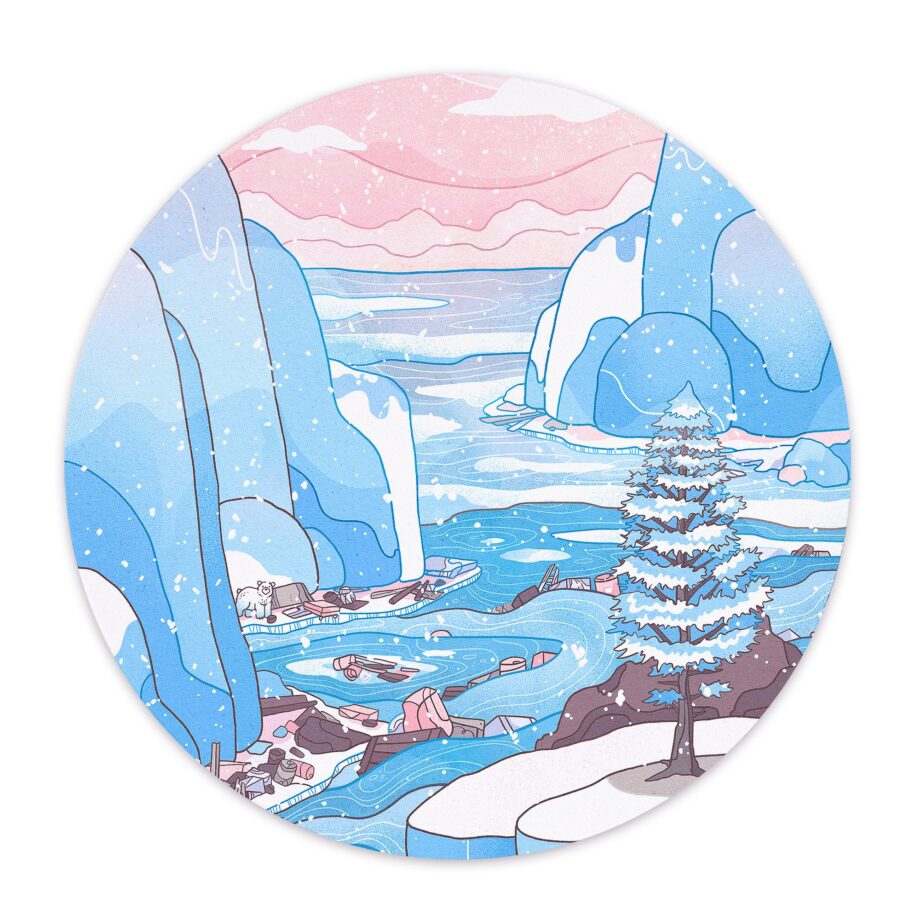 Blue Mountains Mouse Pad, Winter Landscape, Bear Illustration, Stocking Fillers, Plastic Pollution