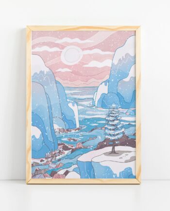 Blue Mountains Art Print, Arctic Art Print, Global Warming, Plastic Pollution, Winter Landscape