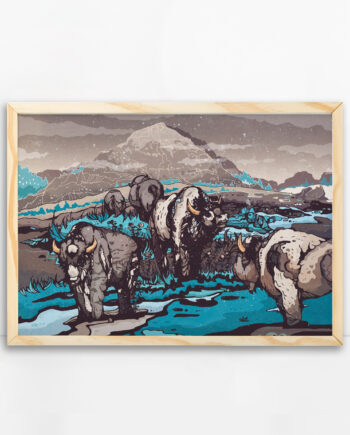 Bulls Art Print - Mountains - Landscape Art Print