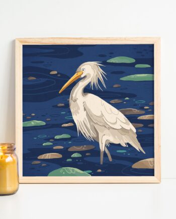 Chinese Egret Art Print - Bird Illustration
