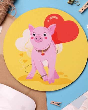 Piggy Mouse Pad, Cute Pig Illustration, Valentines Art, Cute Desk Gift, Christmas Stocking Fillers