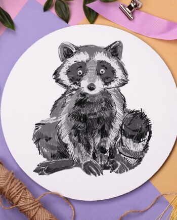 Raccoon Mouse Pad, Forest Animal, Raccoon Illustration, Cute Desk Gift, Christmas Gift Ideas