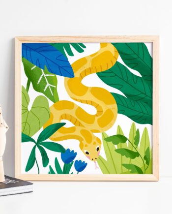 Yellow Snake Art Print, Jungle Animals