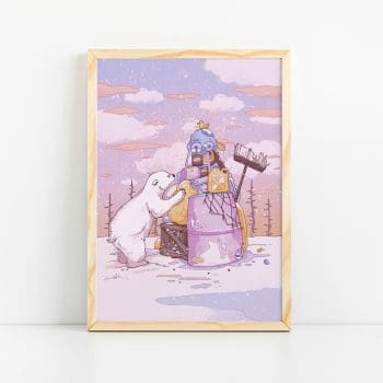 Snowman Art Print Polar Bear Art