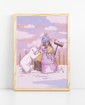 Snowman Art Print Polar Bear Art