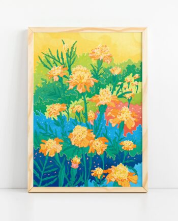 Yellow Flowers Art Print, Floral Art Print