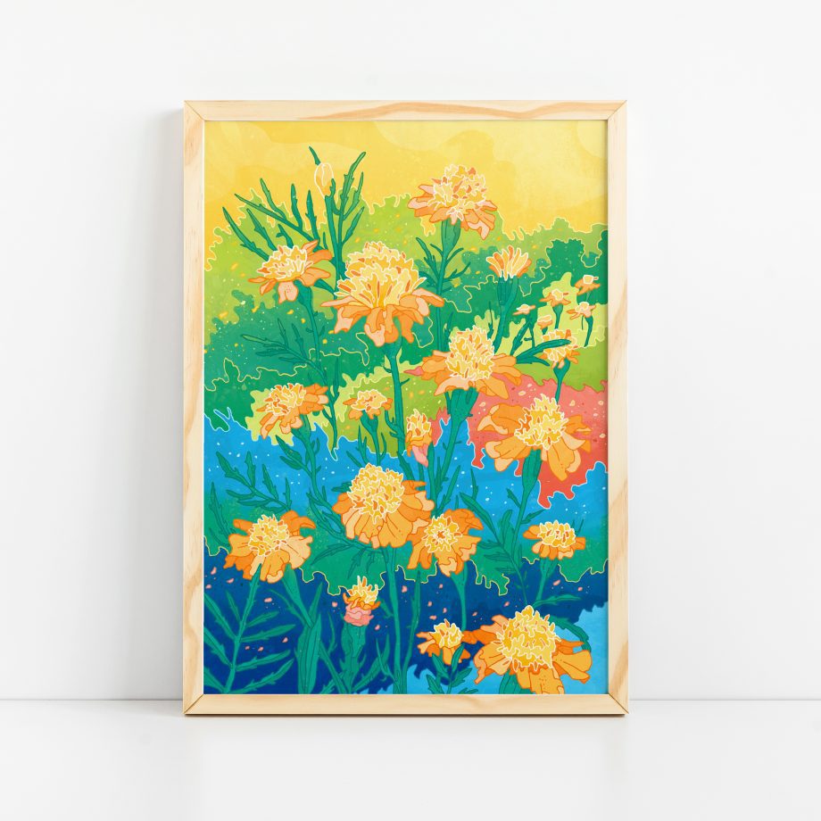 Yellow Flowers Art Print, Floral Art Print