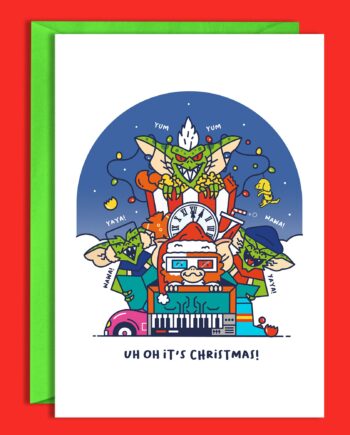 Uh oh it's Christmas! Gremlins A6 Christmas Card