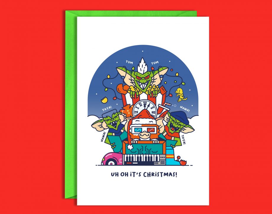 Uh oh it's Christmas! Gremlins A6 Christmas Card