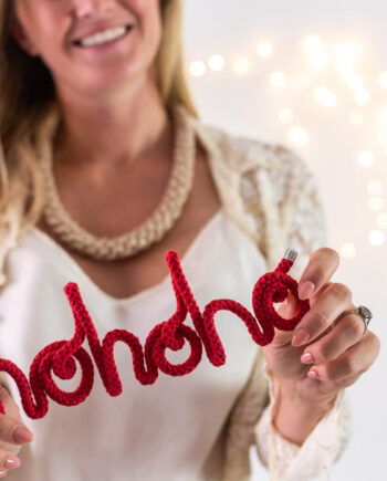 Ho Ho Ho knitted word decoration