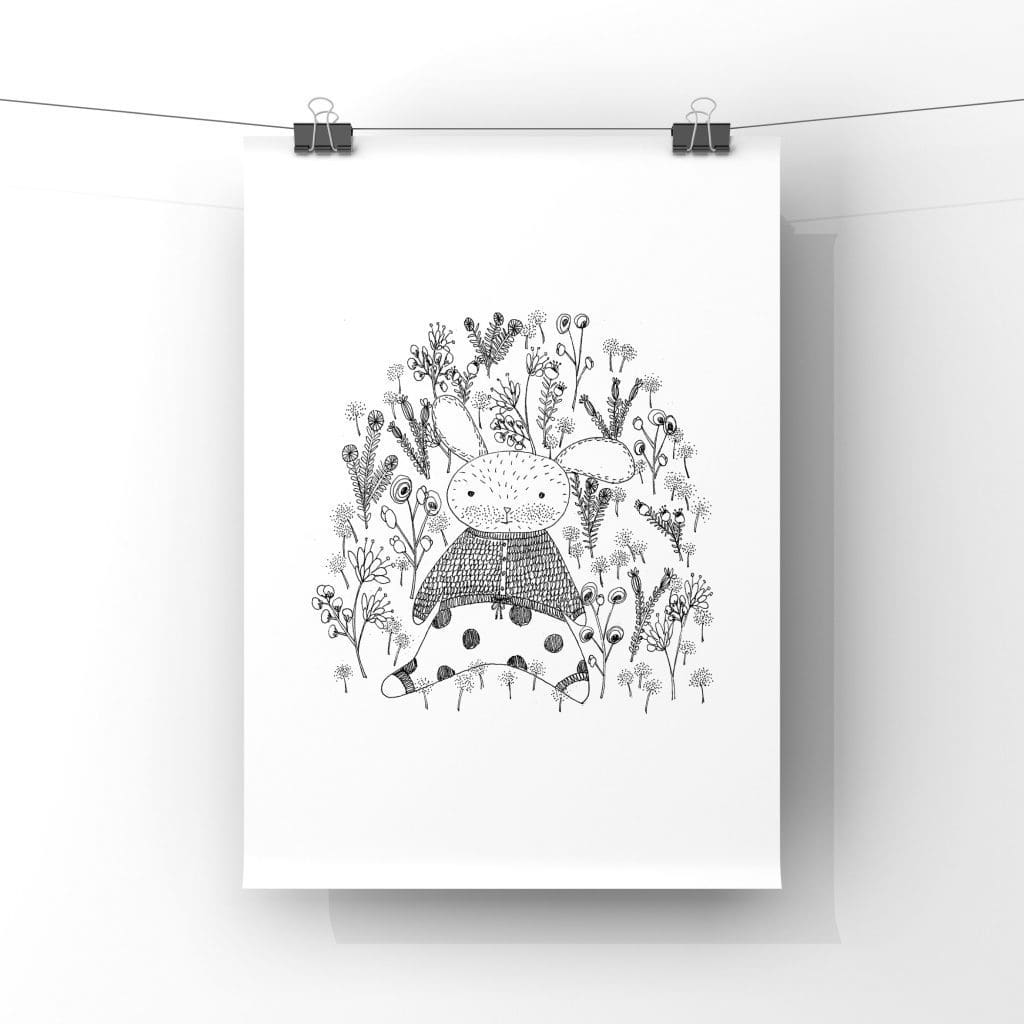Baby Rabbit in Spring Art Print - Best Easter gifts for kids 