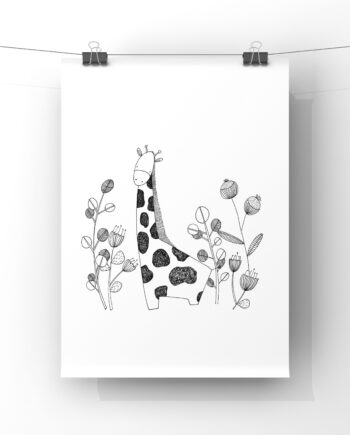Giraffe in Forest Art Print