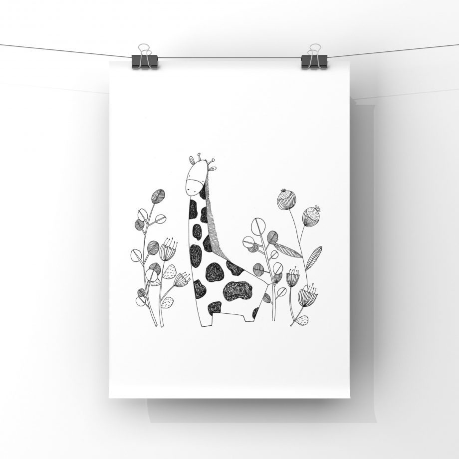 Giraffe in Forest Art Print