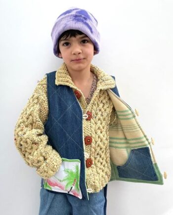 Kids reversible recycled denim quilted gilet