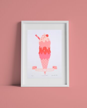 I Love Ice Cream A5 Handmade Screen Print