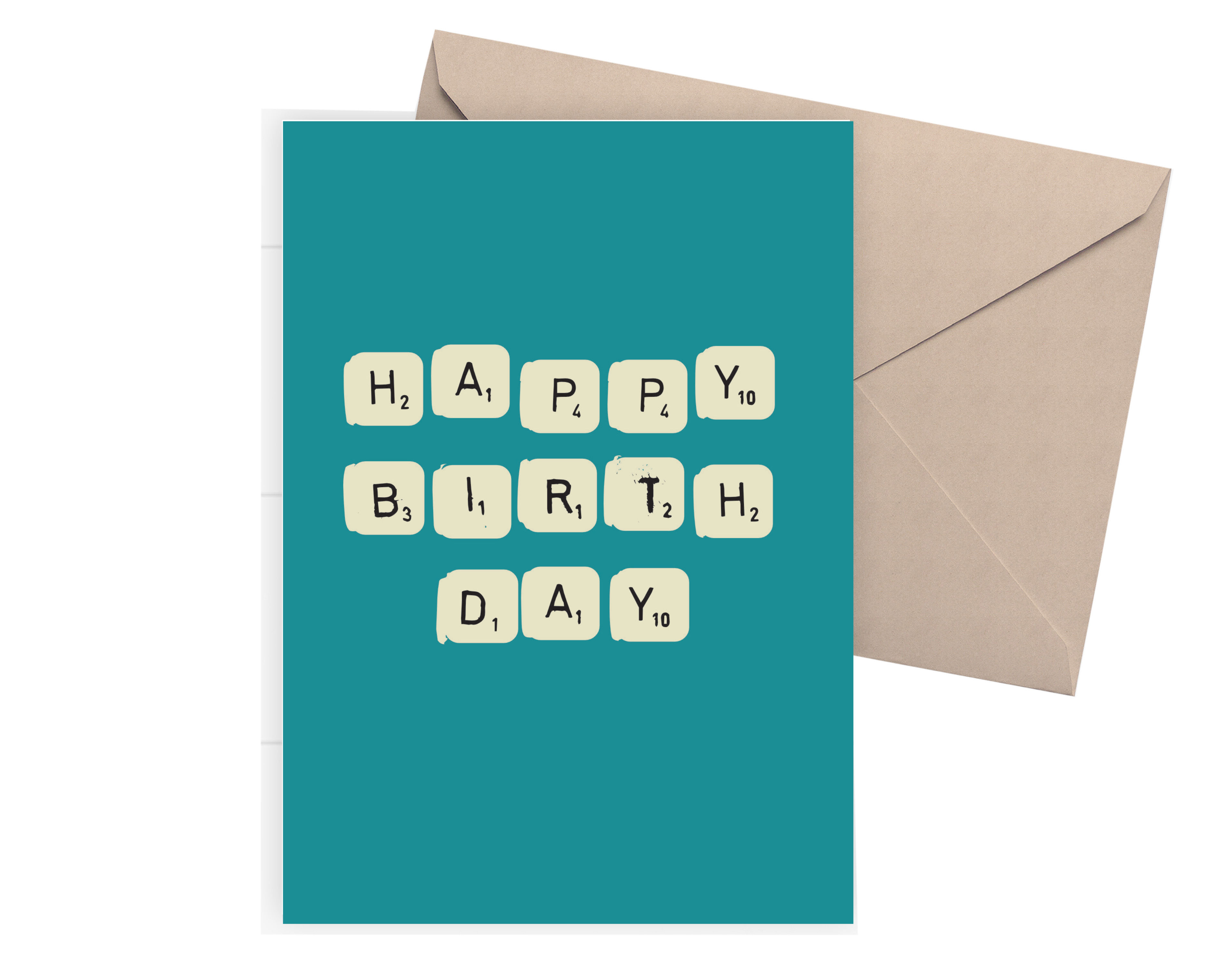 scrabble birthday card in blue