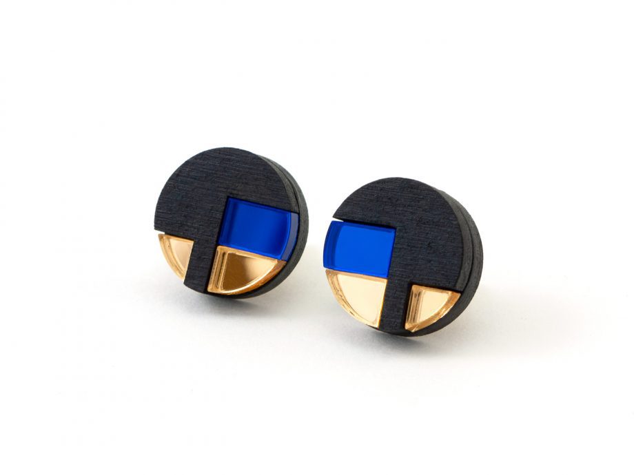 FORM067 NUT Stud Earrings - Blue