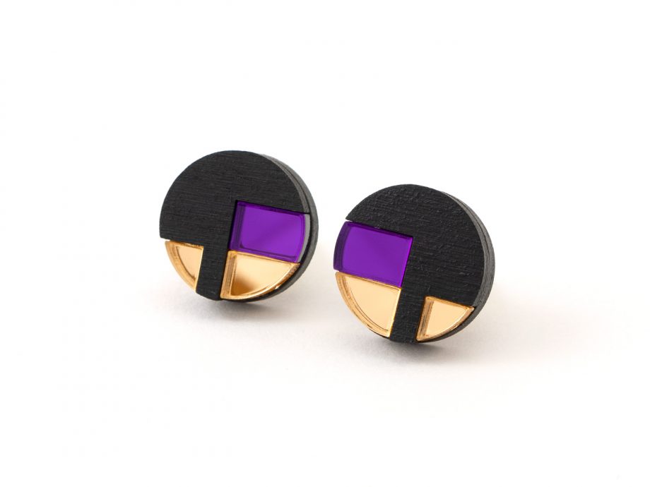 FORM067 NUT Stud Earrings - Purple