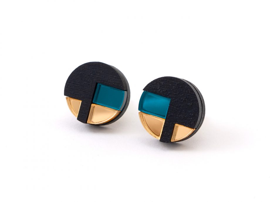 FORM067 NUT Stud Earrings - Teal