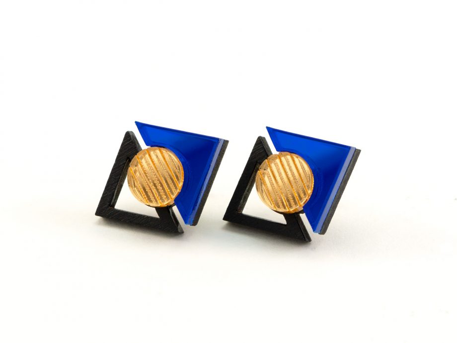 FORM068 KHUFU I Stud Earrings - Blue Gold