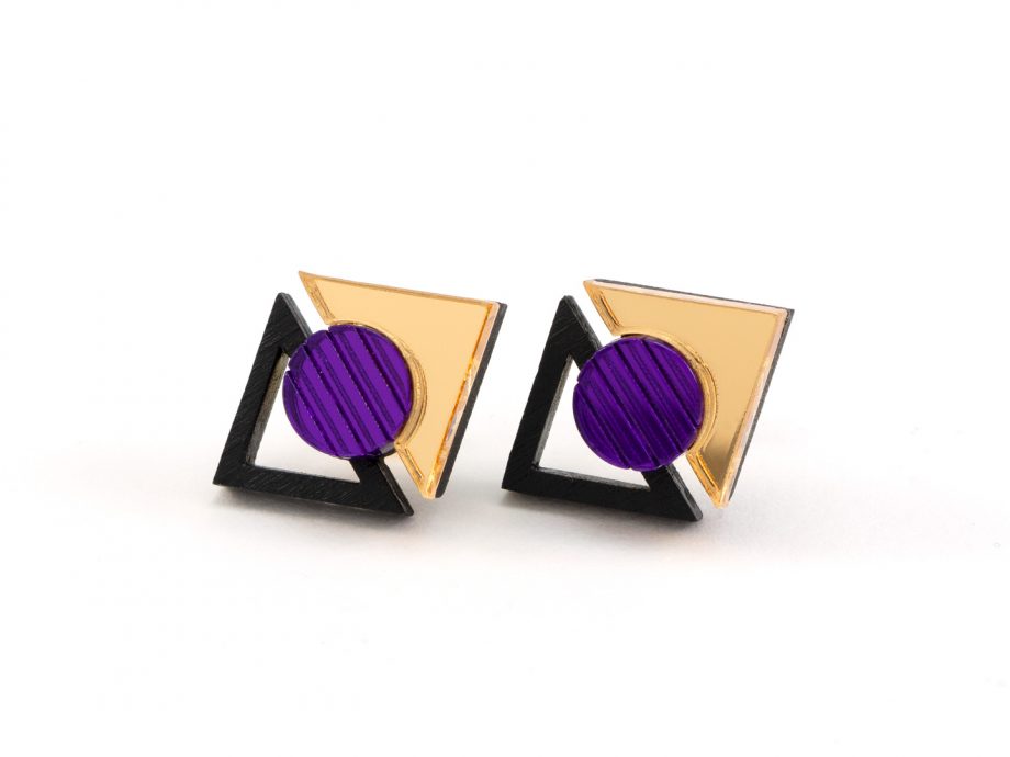 Stud Earrings - Gold and Purple