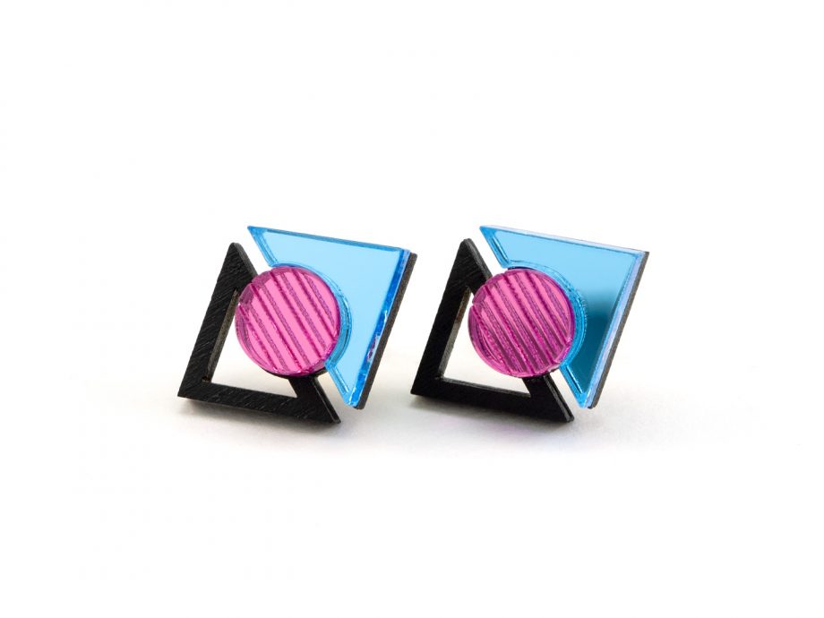 FORM068 KHUFU I Stud Earrings - Ice blue and Baby pink