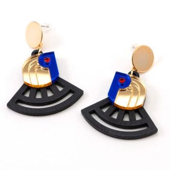 FORM070 RA Stud Earrings - Gold Blue Orange