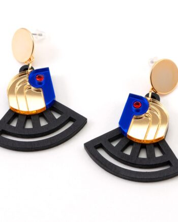 FORM070 RA Stud Earrings - Gold Blue Orange