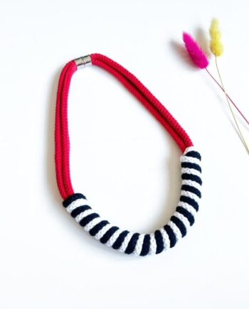 Mixed colours Cotton Necklace finished with magnetic closure