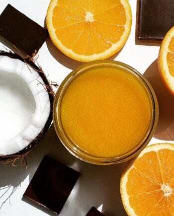 sugar body scrub with chocolate and orange scent