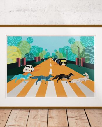 Abbey Road Foxes Illustrated Art Print
