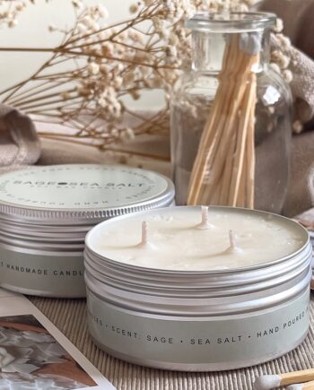 Sage and Sea Salt 3 Wick Soy Candle in a Tin