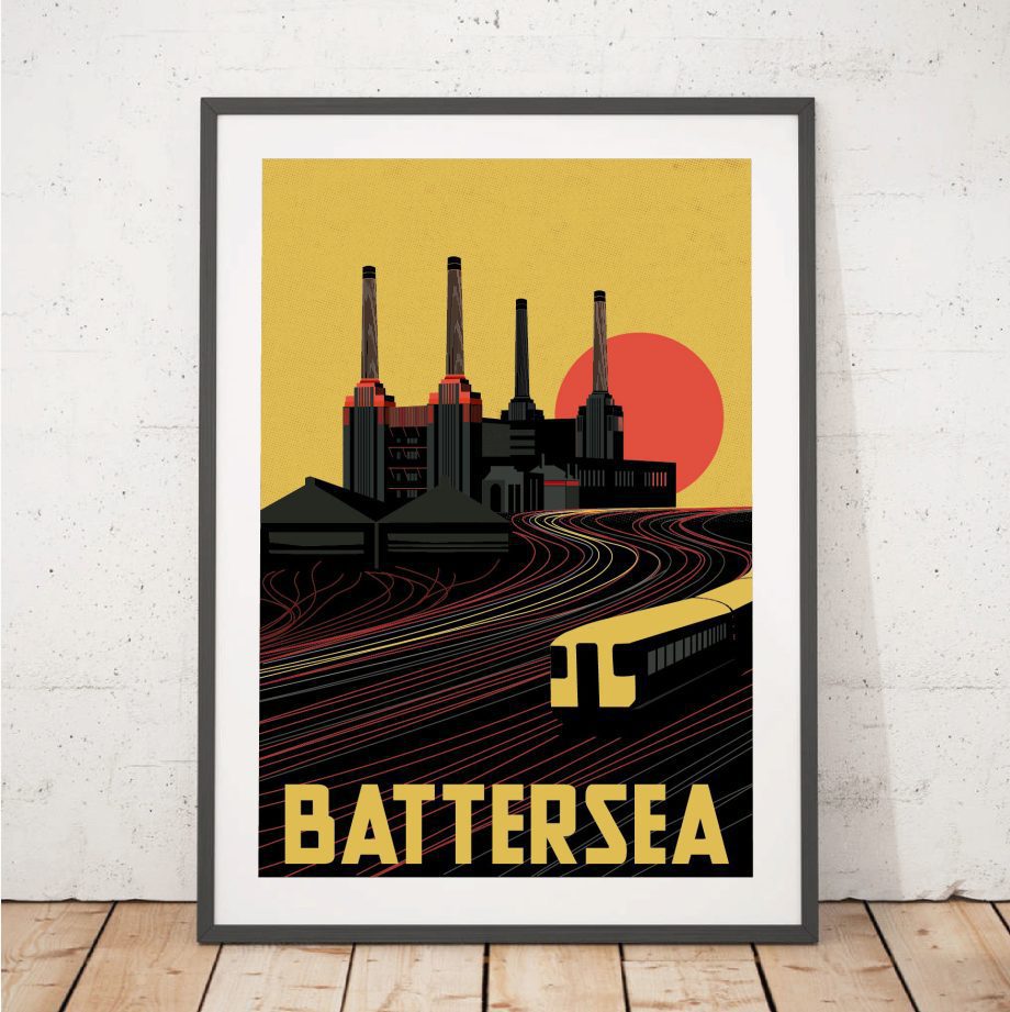 Battersea Power Station - Art Deco Industrial London Illustrated art print