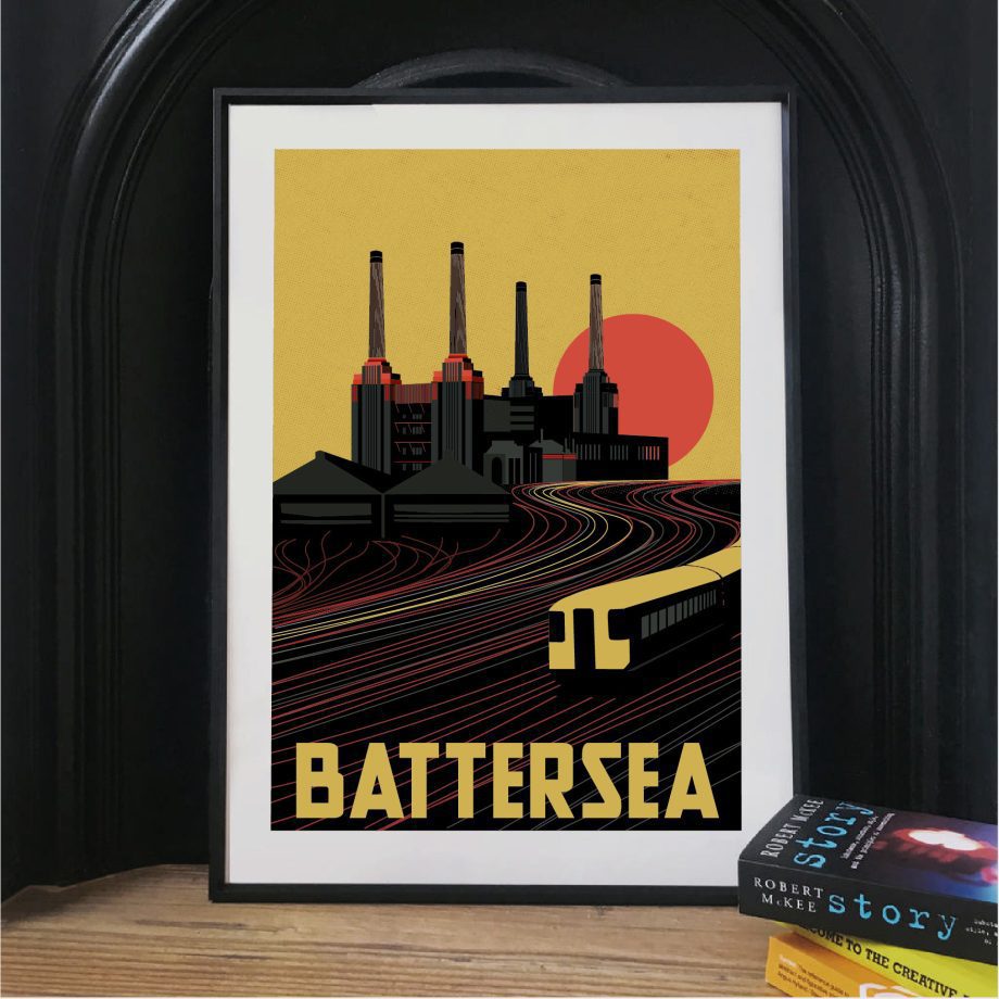 Battersea Power Station - Art Deco Industrial London Illustrated art print