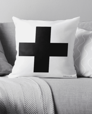 Swiss Cross Cushion - Black on White - Large Cross
