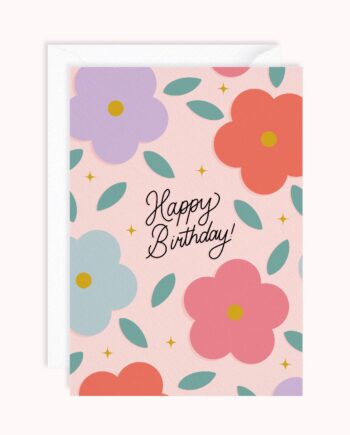 Happy Birthday Flowers | Simple Floral Birthday Greeting Card