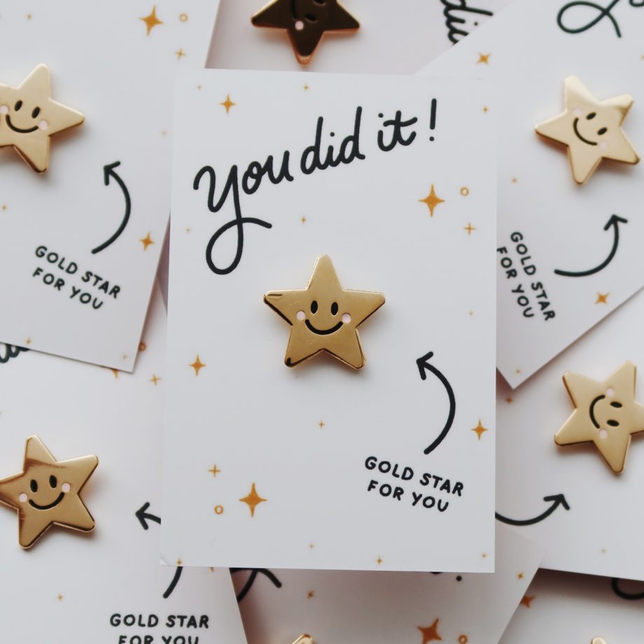 Gold Star Enamel Pin Badge | Congratulations Gift