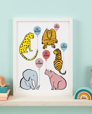 Be Kind Be Brave Animal Balloon Print