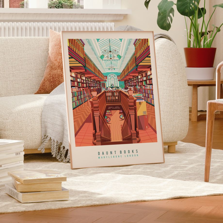 Daunt Books London Illustrated Art Print by Eye for London Prints