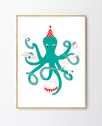 Musical octopus- Instruments- nursery wall art