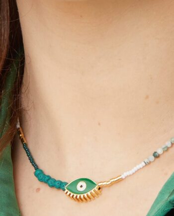 Adlee – Essential Oil Diffuser Necklace with Enamel Evil Eye bead