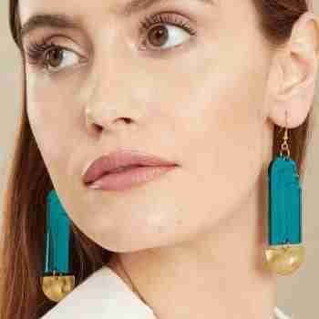Art deco Green, Blue and Purple fountain earrings