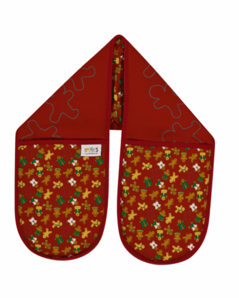 Gingerbread Folk organic cotton double oven gloves