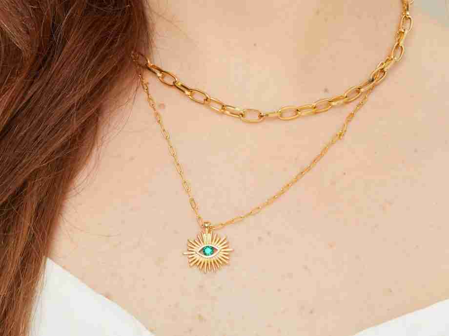 Asya - Layered Necklace with Art Deco Eye