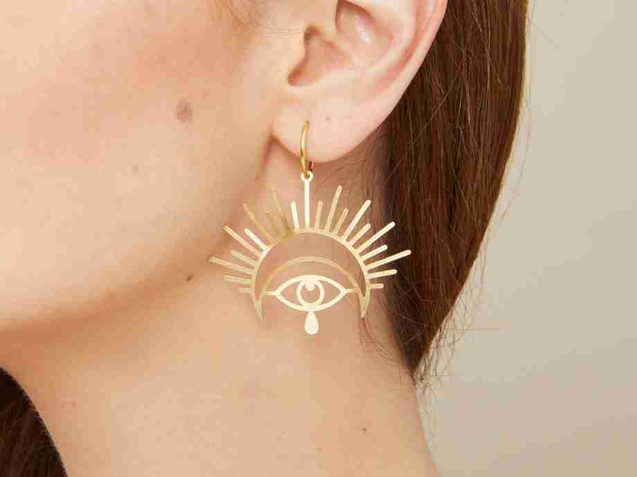 Oya – Big Evil Eye brass charm Earrings