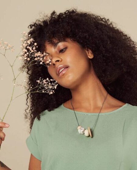 Doris – Statement Silicone Necklace White, Brown, Peach