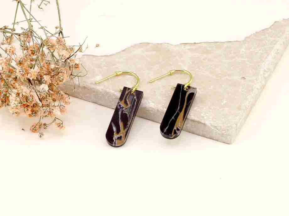 Black Marble Art deco acrylic Earrings