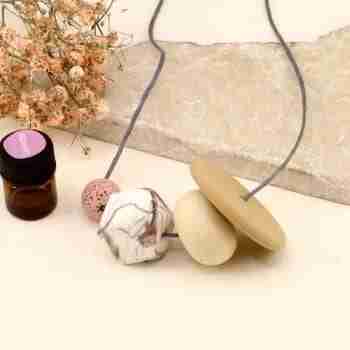 Essential Oil Diffuser White, Peach and Beige Silicone Necklace