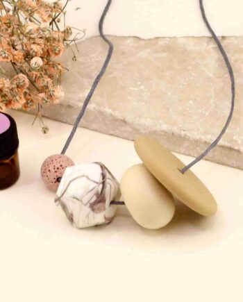 Essential Oil Diffuser White, Peach and Beige Silicone Necklace