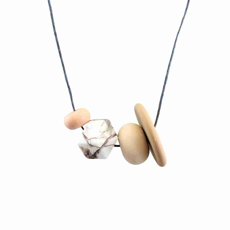 Doris – Statement Silicone Necklace White, Brown, Peach